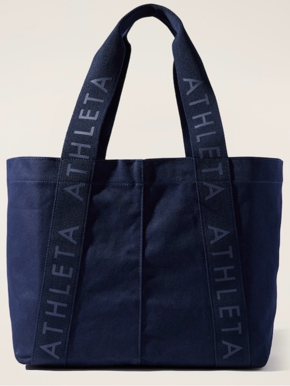Athleta Deep Navy Canvas large Tote with Branded Straps